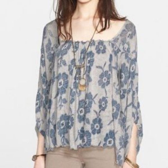 Free People Tops - Free People Zoe Floral Print Peasant Blouse,  Small